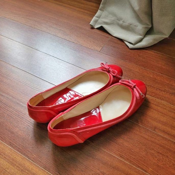 CHRISTIAN DIOR Vertigo red patent leather ballerina flats suede pink detail - Picture 9 of 11